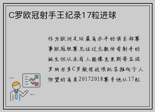 C罗欧冠射手王纪录17粒进球